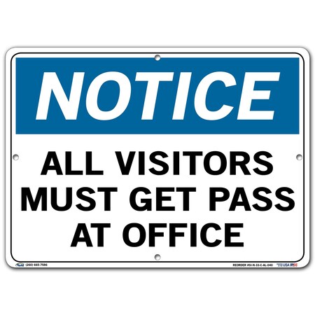 Vestil Aluminum Sign, 10-1/2" Height, 14-1/2" Width, Aluminum, Rectangle, English SI-N-33-C-AL-040